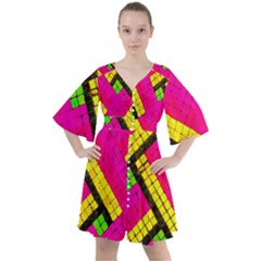 Pop Art Mosaic Boho Button Up Dress by essentialimage365