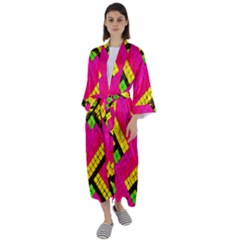 Pop Art Mosaic Maxi Satin Kimono by essentialimage365