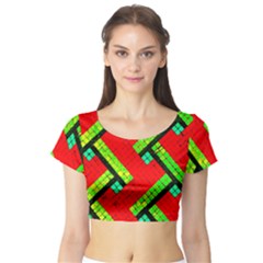 Pop Art Mosaic Short Sleeve Crop Top by essentialimage365