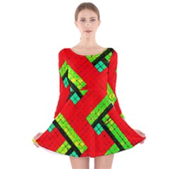 Pop Art Mosaic Long Sleeve Velvet Skater Dress by essentialimage365