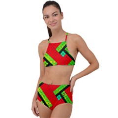 Pop Art Mosaic High Waist Tankini Set by essentialimage365