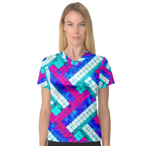 Pop Art Mosaic V-neck Sport Mesh Tee by essentialimage365