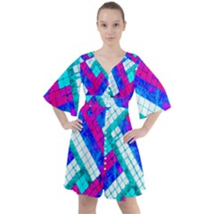 Pop Art Mosaic Boho Button Up Dress by essentialimage365