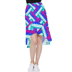 Pop Art Mosaic Frill Hi Low Chiffon Skirt by essentialimage365
