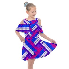 Pop Art Mosaic Kids  Shoulder Cutout Chiffon Dress by essentialimage365