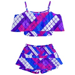 Pop Art Mosaic Kids  Off Shoulder Skirt Bikini by essentialimage365