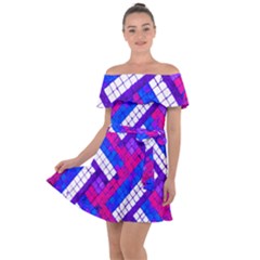 Pop Art Mosaic Off Shoulder Velour Dress by essentialimage365