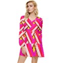 Pop Art Mosaic Tiered Long Sleeve Mini Dress View1