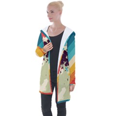 Abstract Colorful Pattern Longline Hooded Cardigan by AlphaOmega