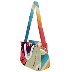 Abstract Colorful Pattern Rope Handles Shoulder Strap Bag by AlphaOmega