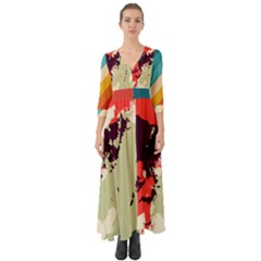 Abstract Colorful Pattern Button Up Boho Maxi Dress by AlphaOmega