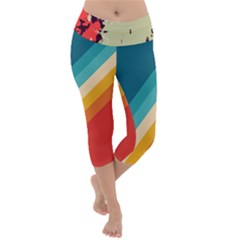 Abstract Colorful Pattern Lightweight Velour Capri Yoga Leggings by AlphaOmega