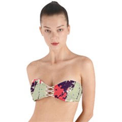 Abstract Colorful Pattern Twist Bandeau Bikini Top by AlphaOmega