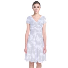 Rose White Short Sleeve Front Wrap Dress