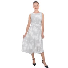 Rose White Midi Tie-back Chiffon Dress