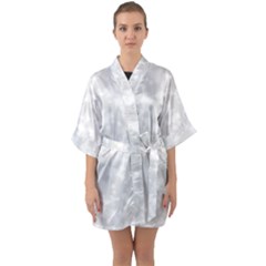 Rose White Half Sleeve Satin Kimono 