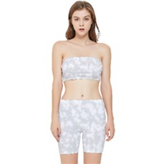 Rose White Stretch Shorts And Tube Top Set