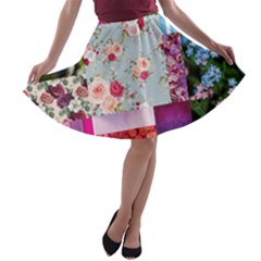 Pink Purple Aesthetic A-line Skater Skirt by designsbymallika