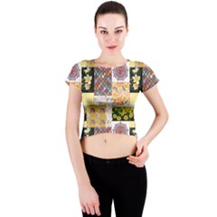 Yellow Aesthetics Crew Neck Crop Top by designsbymallika