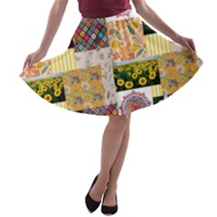 Yellow Aesthetics A-line Skater Skirt by designsbymallika