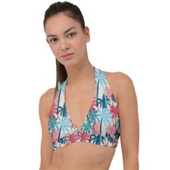 Tropical Love Halter Plunge Bikini Top by designsbymallika