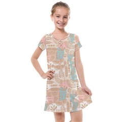 Off White Minimal Art Kids  Cross Web Dress by designsbymallika