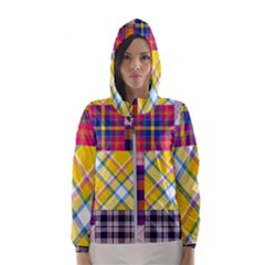 Checks Pattern Women s Hooded Windbreaker by designsbymallika