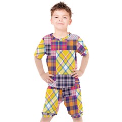 Checks Pattern Kids  Tee And Shorts Set by designsbymallika