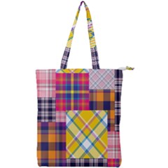 Checks Pattern Double Zip Up Tote Bag by designsbymallika