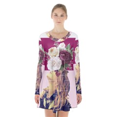Flower Girl Long Sleeve Velvet V-neck Dress by designsbymallika