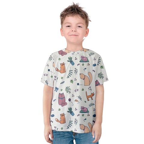 Funny Cats Kids  Cotton Tee by SychEva