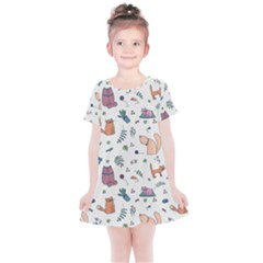 Funny Cats Kids  Simple Cotton Dress by SychEva