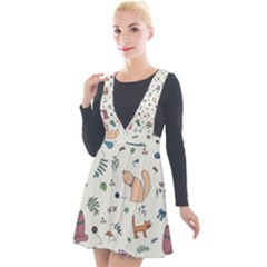 Funny Cats Plunge Pinafore Velour Dress by SychEva