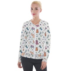 Funny Cats Velvet Zip Up Jacket by SychEva