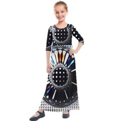 Digital Wheel Kids  Quarter Sleeve Maxi Dress by Sparkle