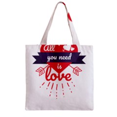 All You Need Is Love Zipper Grocery Tote Bag