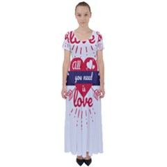 All You Need Is Love High Waist Short Sleeve Maxi Dress