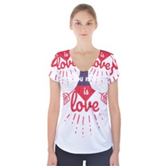 All You Need Is Love Short Sleeve Front Detail Top