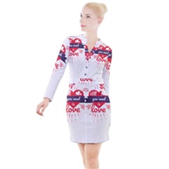 All You Need Is Love Button Long Sleeve Dress