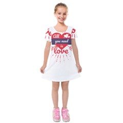 All You Need Is Love Kids  Short Sleeve Velvet Dress