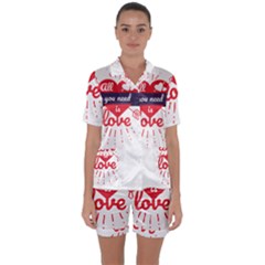 All You Need Is Love Satin Short Sleeve Pajamas Set