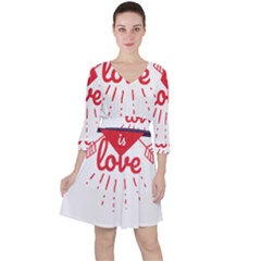 All You Need Is Love Quarter Sleeve Ruffle Waist Dress by DinzDas