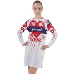 All You Need Is Love Long Sleeve Hoodie Dress by DinzDas