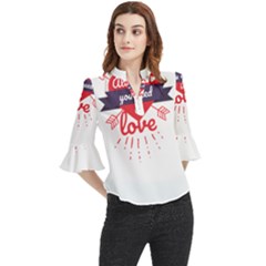 All You Need Is Love Loose Horn Sleeve Chiffon Blouse