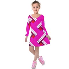 Pop Art Mosaic Kids  Long Sleeve Velvet Dress by essentialimage365