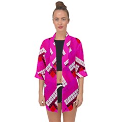 Pop Art Mosaic Open Front Chiffon Kimono by essentialimage365