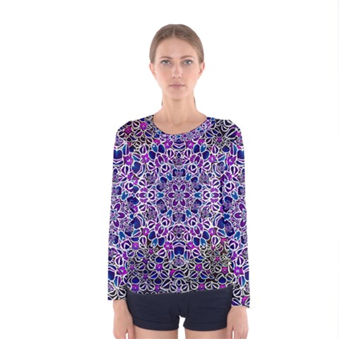 Digital Painting Drawing Of Flower Power Women s Long Sleeve Tee by pepitasart