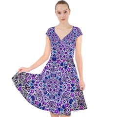 Digital Painting Drawing Of Flower Power Cap Sleeve Front Wrap Midi Dress by pepitasart