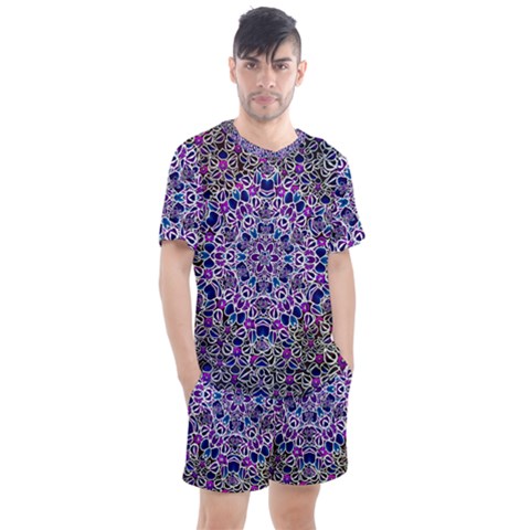 Digital Painting Drawing Of Flower Power Men s Mesh Tee And Shorts Set by pepitasart