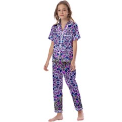 Digital Painting Drawing Of Flower Power Kids  Satin Short Sleeve Pajamas Set by pepitasart